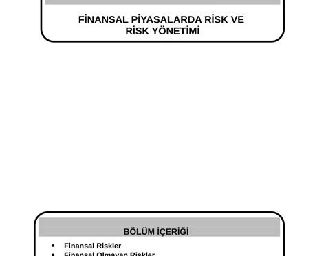 Finansal Piyasalarda Risk Yönetiminin Önemi ve Rolü 4 Finansal Piyasalarda Risk Yönetiminin Önemi ve Rolü