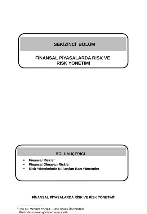 Finansal Piyasalarda Risk Yönetiminin Önemi ve Rolü